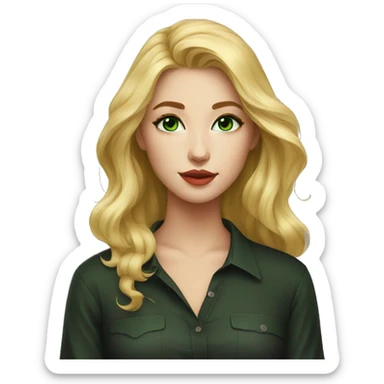 Artist GIRL with paints blonde beautiful green eye kiss full body and legs. Black shirt sticker