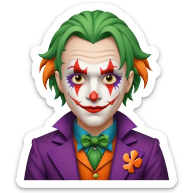 crazy colorful human jolly joker from poker, medieval, vintage sticker