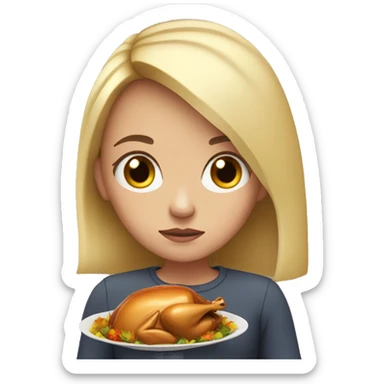 sad white girl with thanksgiving food sticker