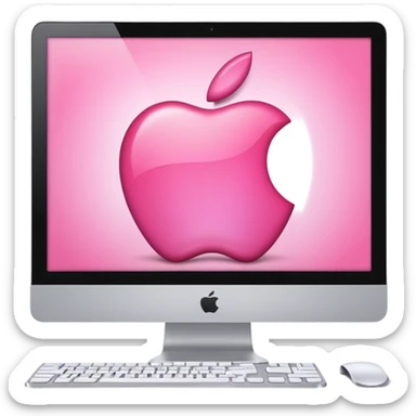 Pink apple computer open sticker