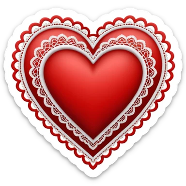 black heart with red center amd white lace sticker