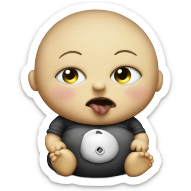 eraserhead baby and fat baby with plug belly button looking at eachother sticker