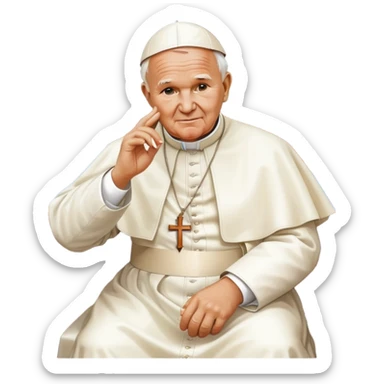Pope John Paul II sitting on a boat sticker