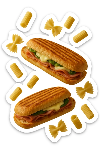 panini e pasta fluttuano in aria  sticker