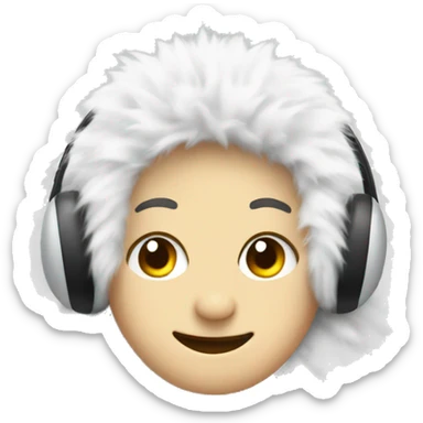 White fluffy earmuffs sticker