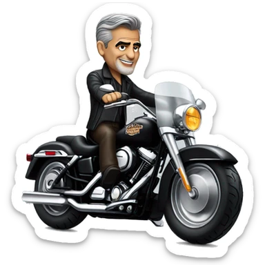 George clooney riding black Harley-Davidson sticker