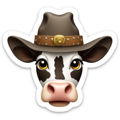 Cow with cowboy hat sticker