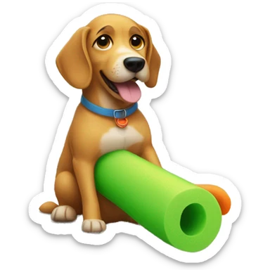 Dog with a pool noodle sticker