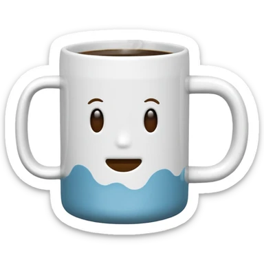 	A coffee mug with “t” written in steam  sticker