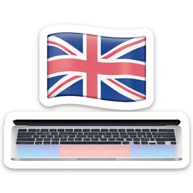 pastel laptop on the screen British flag sticker