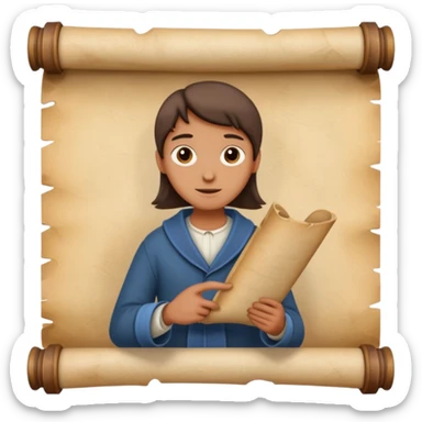 person with old scroll judgment. sticker