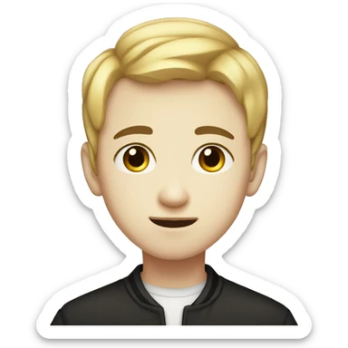 A boy who is Mexican Korean with yellowish pale skin and black eyes and has black h sticker