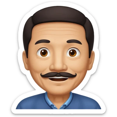 Old Chinese man with dark hair and full mustache sticker
