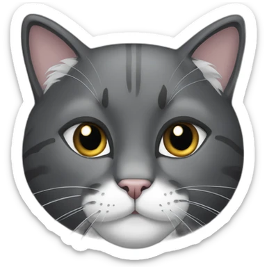 A dark grey and white cat sticker