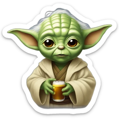 Bebe Yoda bois une bière  sticker