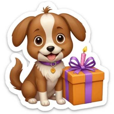 cute dog named Saffie excitedly opening a birthday present sticker