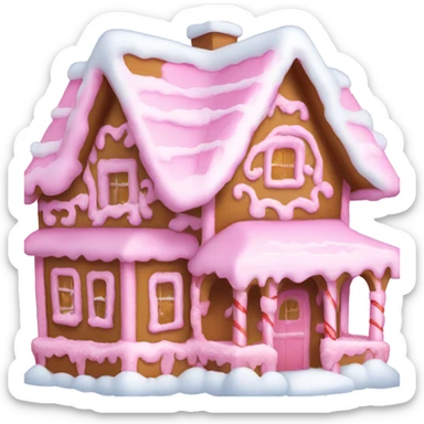 Pink gingerbread house with snow  sticker