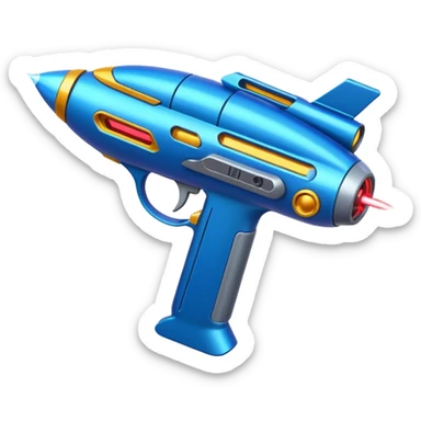 Neon spaceship with guns sticker