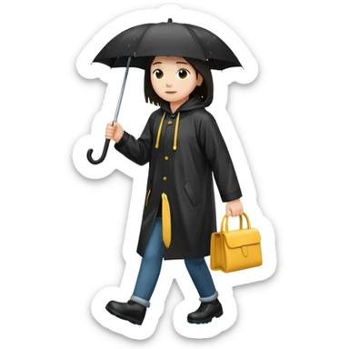 black Raincoat Pedestrian  sticker