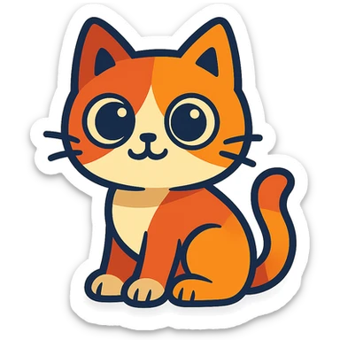 cute cartoon cat with big eyes sticker
