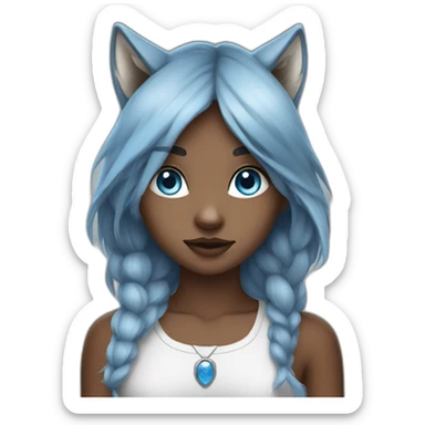 Wolf girl with blue eyes sticker