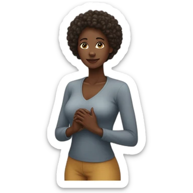 black african women standing with hands in shap of heart in front of her sticker
