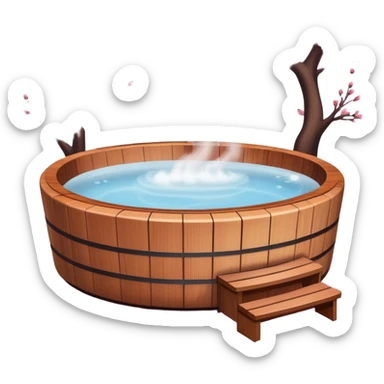Hot tub with steam and cherry blossoms sticker