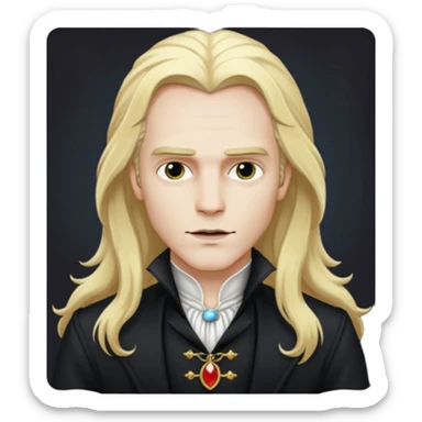 Lestat de Lioncourt with white skin, long blonde hair, black outfit sticker