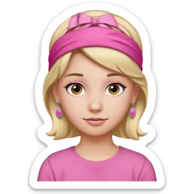 Fashion girl with pink headband and earrings, halff body sticker
