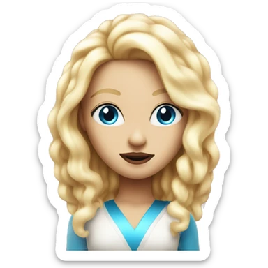 andromedan pink diva with thin face long blonde hair and blue eyes third eye glowing sticker