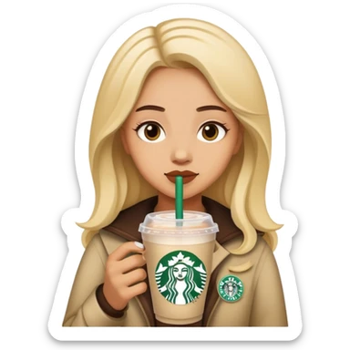 Light skin girl drinking Starbucks  sticker