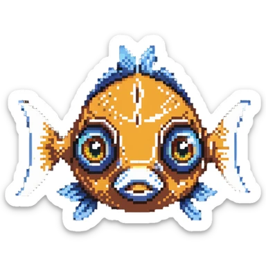 cute cartoon fish head logo with big eyes sticker