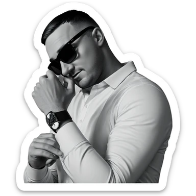 monochrome portrait of a man sticker