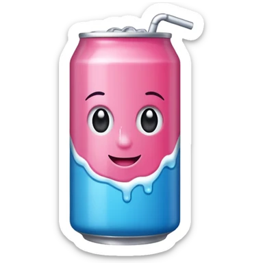 una lata de refresco rosa y azul sticker