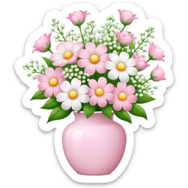 vase of flowers with baby’s breath sticker