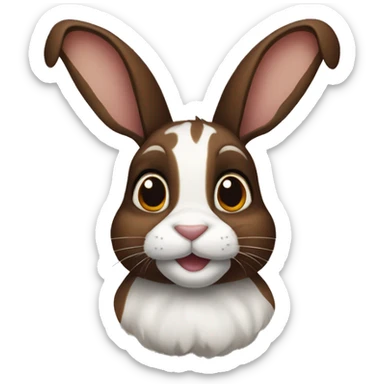Brown and black harlequin rabbit sticker