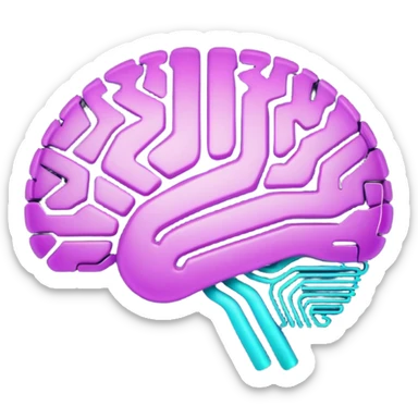 futuristic minimalistic glowing brain circuit icon, neon purple and cyan energy lines, dark background, tech AI design, 1:1 aspect ratio, no face sticker