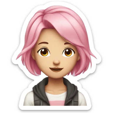 anime girl with pink hair sticker