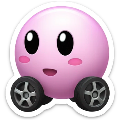 Metal cute black eyes Kirby ball driving on 4 car wheels sticker
