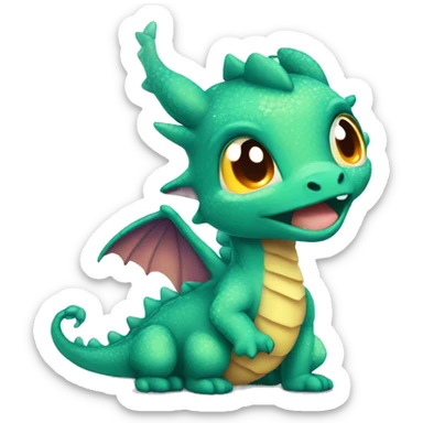 A baby dragon emoji breathing tiny puffs of glittery fire sticker