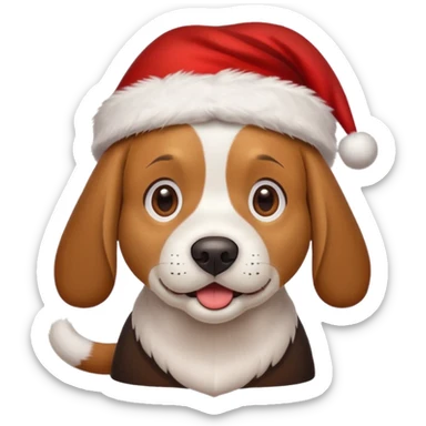 beagle wearing santa hat sticker