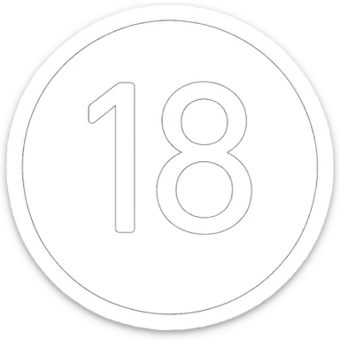 Remove the semi truck wheels from the image, leaving only a black circle with a white number 18 in the center. Keep the background transparent. The number 18 should be clear and centered inside the black circle. sticker