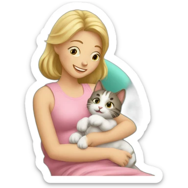 Cat babysitting a baby sticker