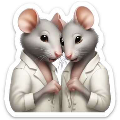 Two rats hold onto a poster with the inscription "ALINGHT" sticker
