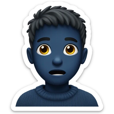 terrified boy in a dark blue sweater sticker