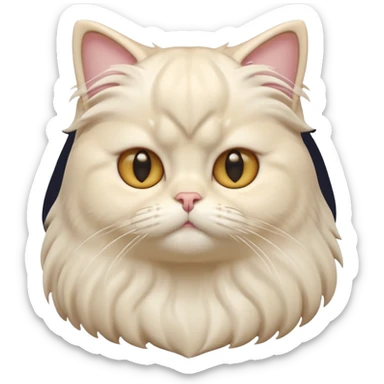 A 3D cartoon Persian cat with soft cream-white long fur, round face, golden eyes, gentle expression, cinematic Memoji-style lighting. sticker