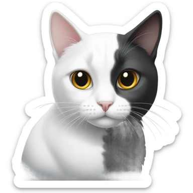 white cat with gray and black cat  sticker