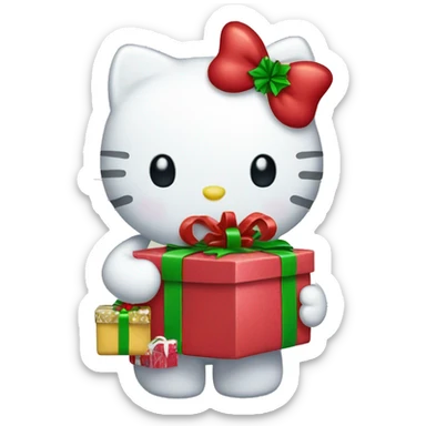 Hello kitty with christmas presents sticker