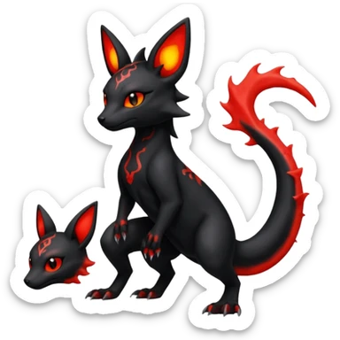 Edgy gothic dark magma-Salandit-Umbreon-Litten-hybrid-fusion (full body) sticker