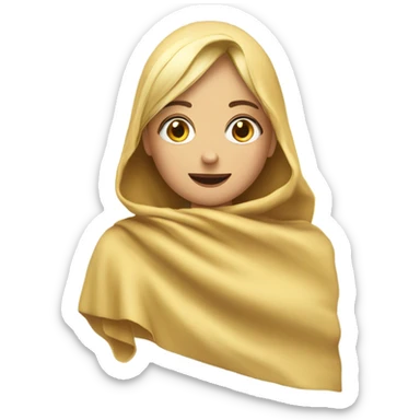 Chica rubia tapada con una manta que le llega hasta la cabeza  sticker